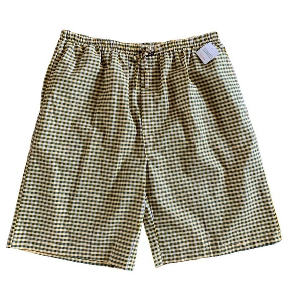 Andrew Scott New With Tags 60% Cotton Loungewear Drawstring Shorts in Gingham - Picture 1 of 9